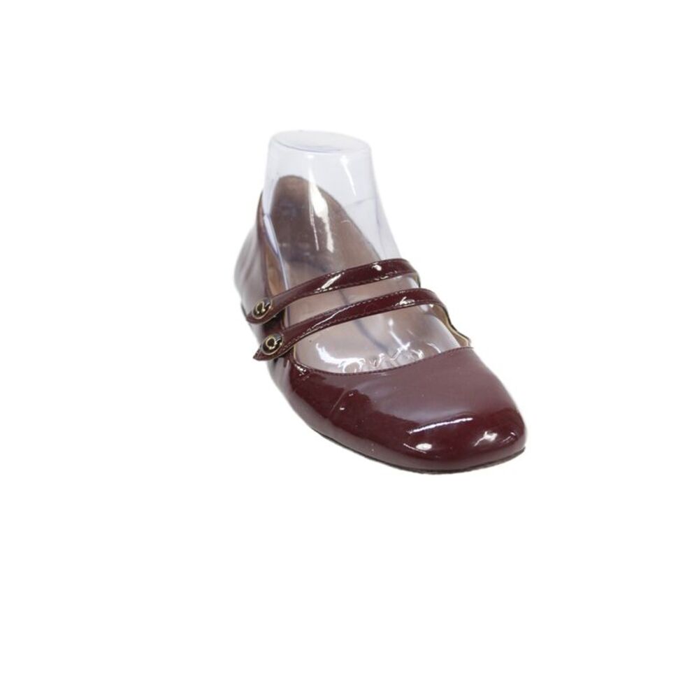 Coach Womens Patent Leather Mary Janes Flats Burgundy Size 7.5B